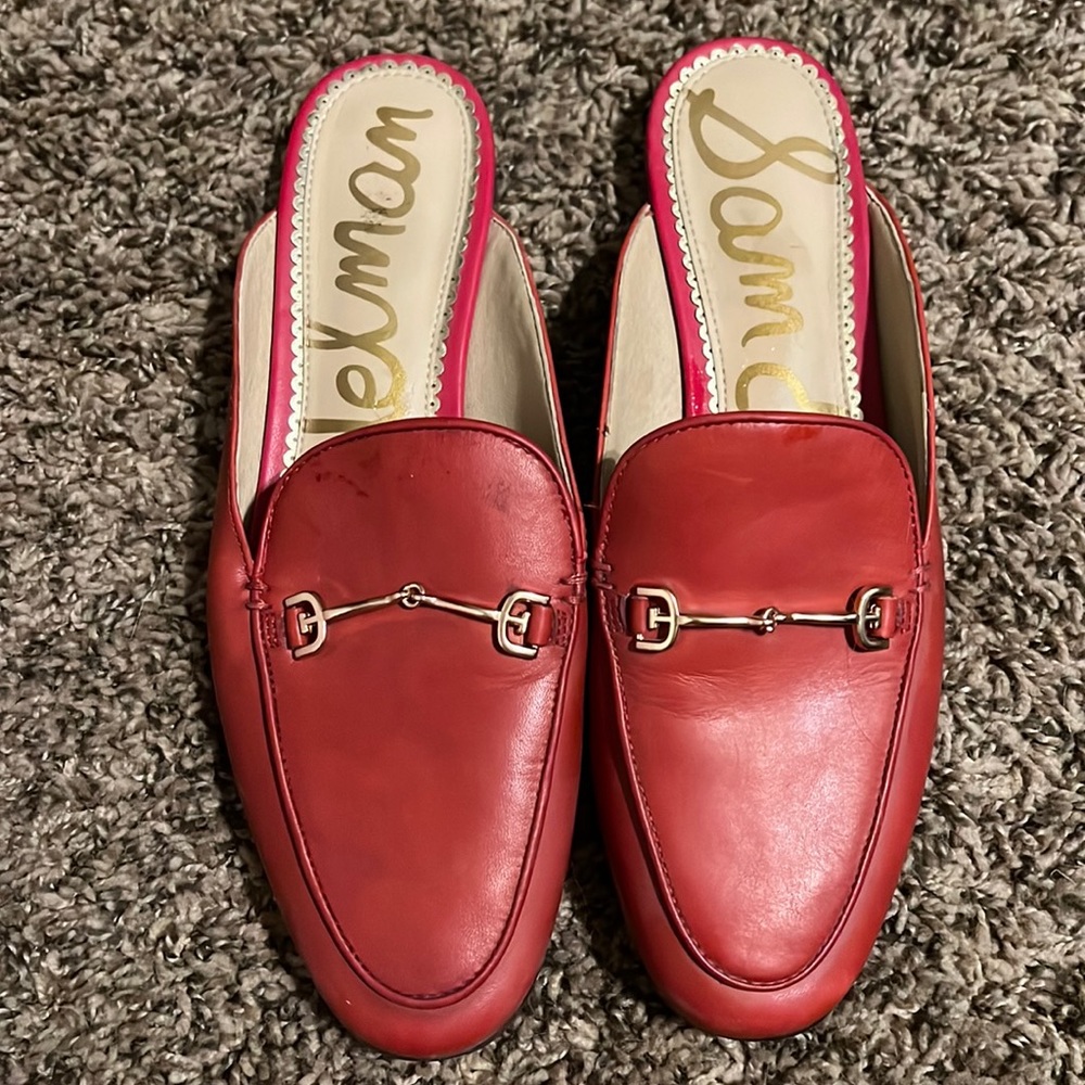 Sam Edelman Red Leather slip on’s.